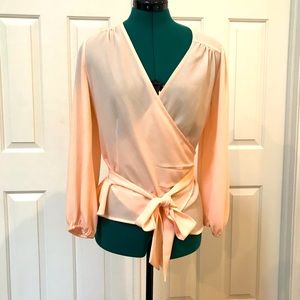 Pretty peach sheer wrap top